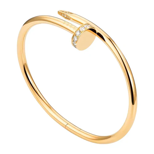 Bracelete Prego Cravejado Banho Dourado - Imagem 2