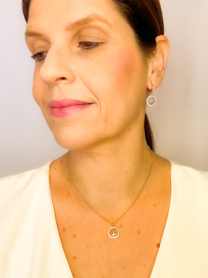 Conjunto Árvore da Vida com Zircônias Banho Dourado - Imagem 2