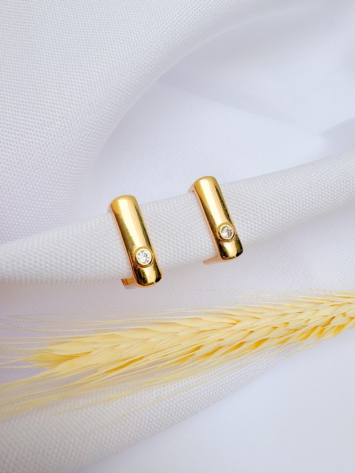 Brinco Argola Quadrada com Zircônia Banho Dourado - Imagem 2