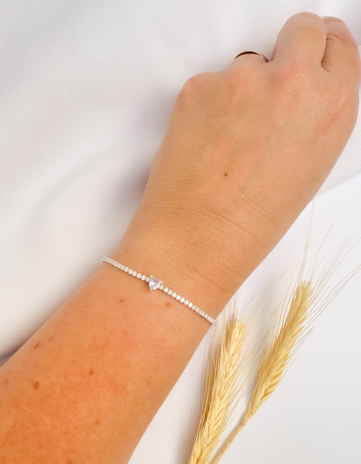 Pulseira Riviera Coração Lilás Prata 925 - Imagem 3