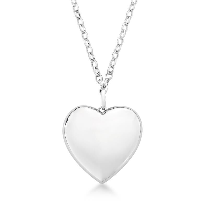 Colar de Elos com Pingente de Coração Vazado Banho Branco - Imagem 2