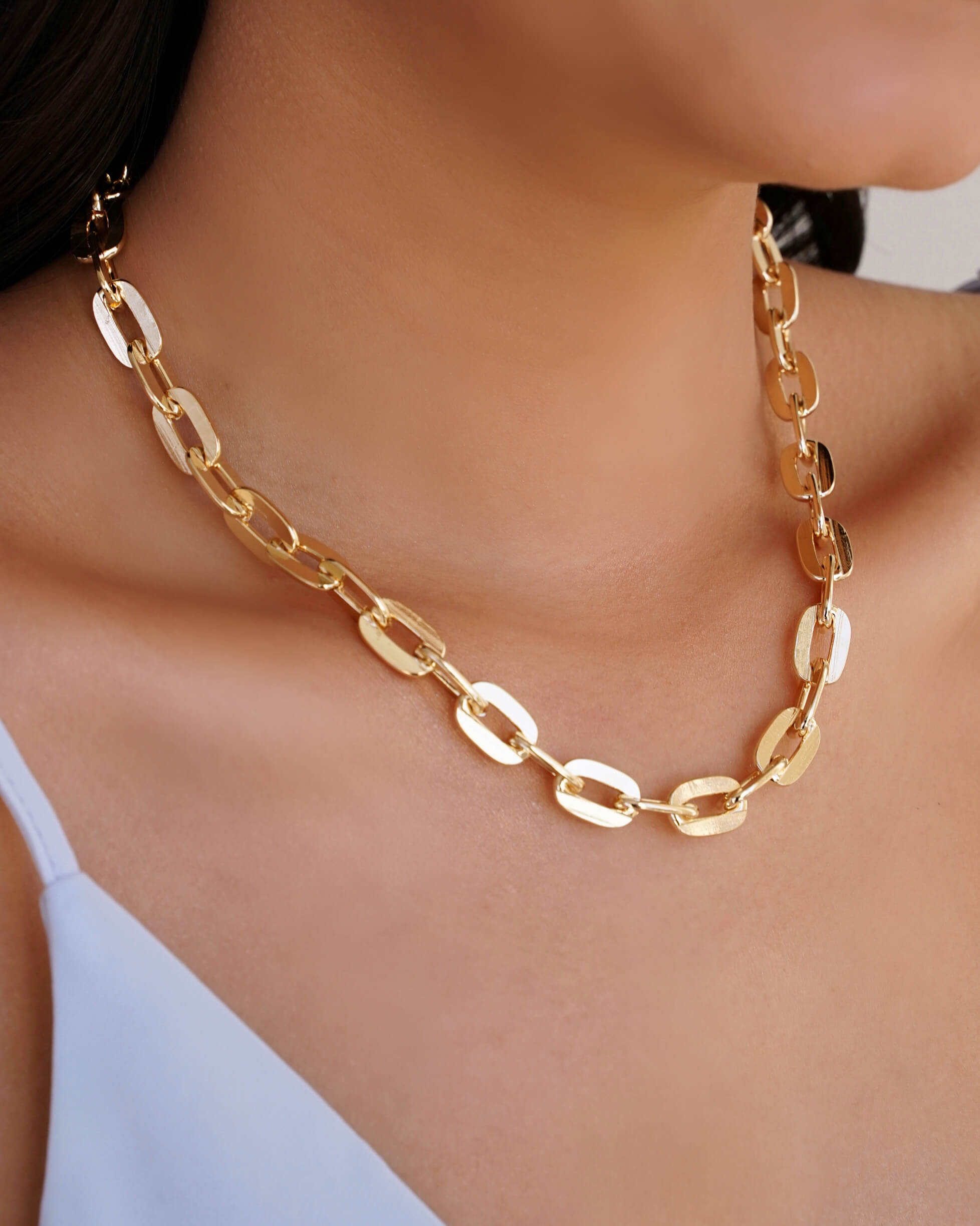 Choker Elos Ovais Banho Dourado