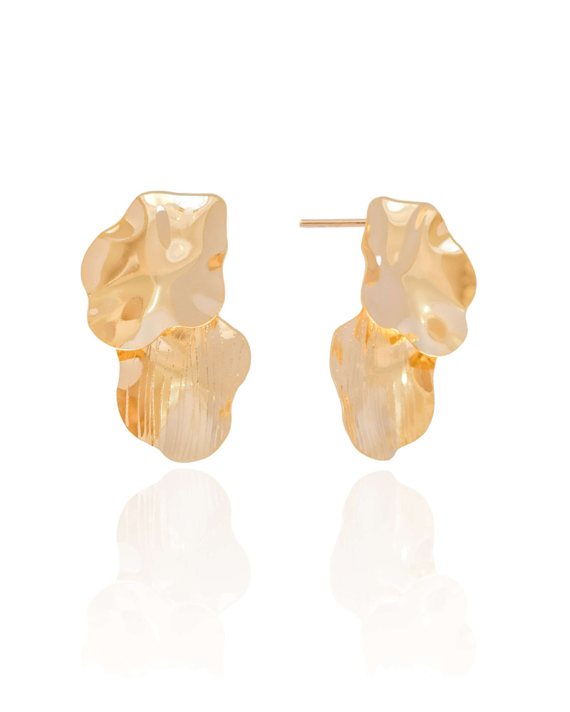 Brinco Orgânico Riscado Banho Dourado - Imagem 2